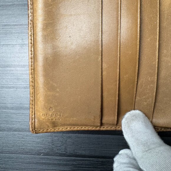 GUCCI GG Logo Canvas Leather Bifold Wallet Brown Used|Authentic - Picture 3 of 6